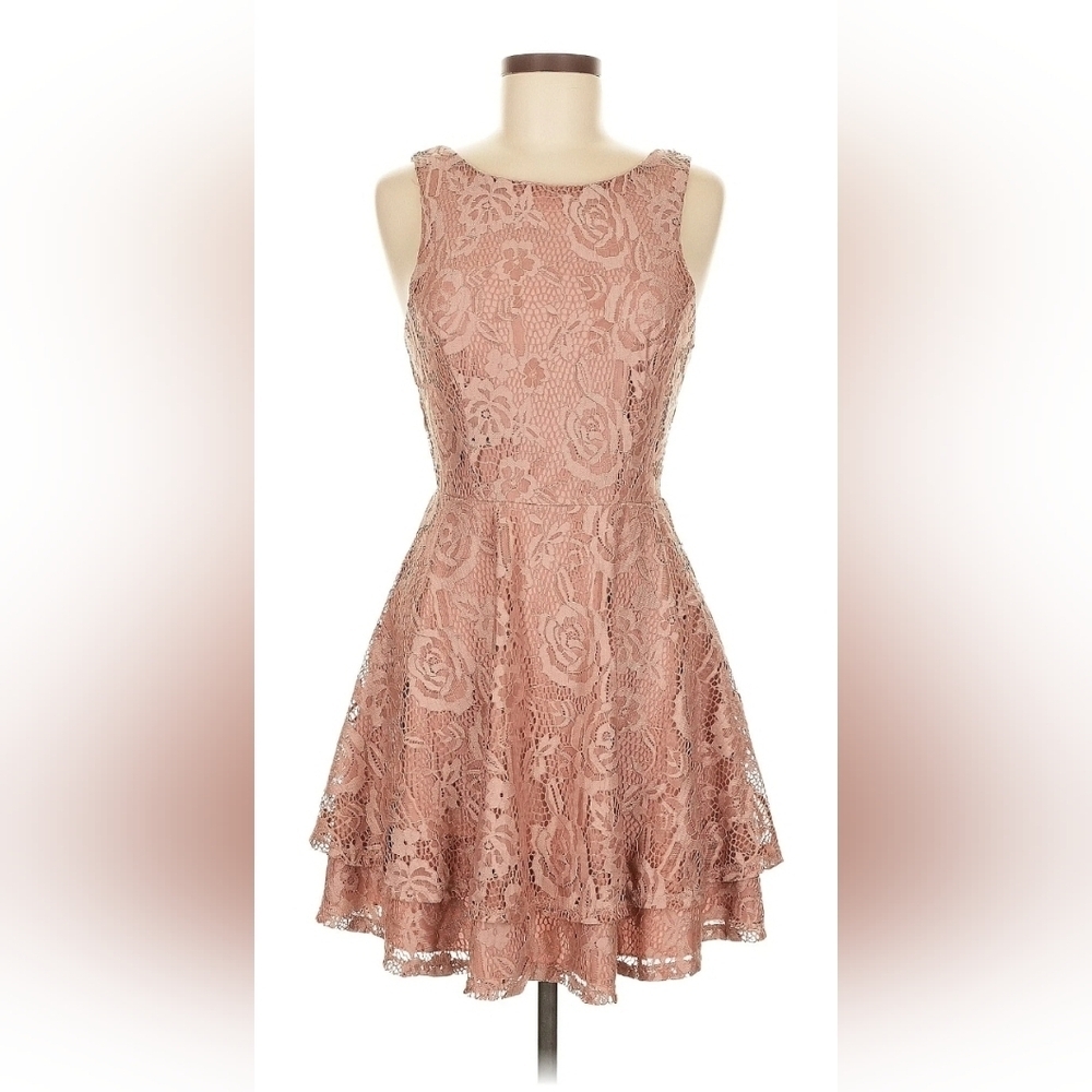 Women's Speechless Sleeveless Skater Lace Dress, Pink, Large, NWT